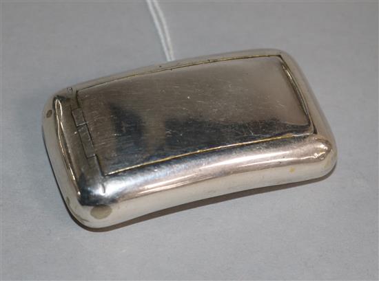 A George III curved silver snuff box, by Joseph Ash I, London, 1809, 65mm.